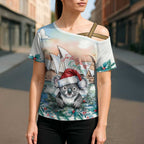 Australia Christmas Cross Shoulder Shirt Koala Santa Sydney Opera House Watercolor - Aussie Hoodie