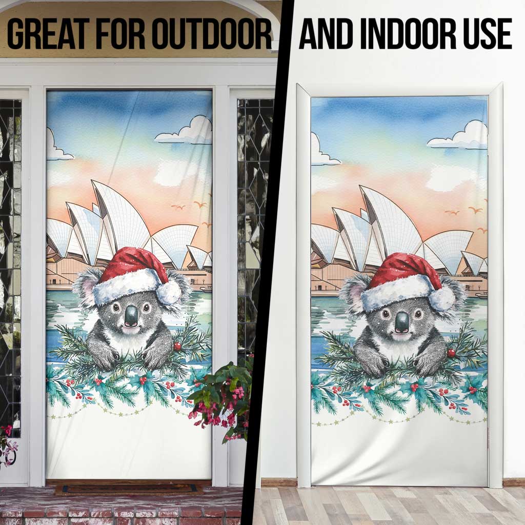 Australia Christmas Door Cover Koala Santa Sydney Opera House Watercolor - Aussie Hoodie
