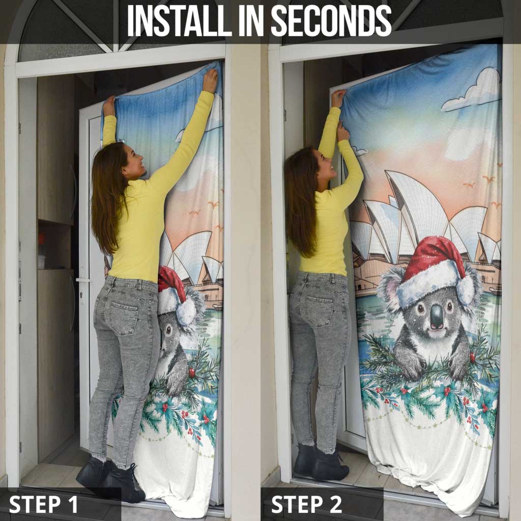 Australia Christmas Door Cover Koala Santa Sydney Opera House Watercolor - Aussie Hoodie