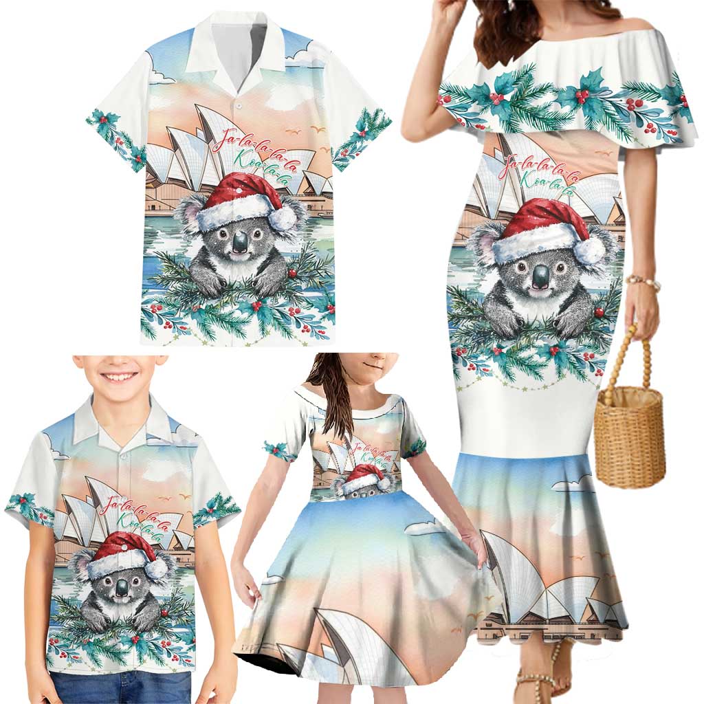 Australia Christmas Family Matching Mermaid Dress and Hawaiian Shirt Koala Santa Sydney Opera House Watercolor - Aussie Hoodie