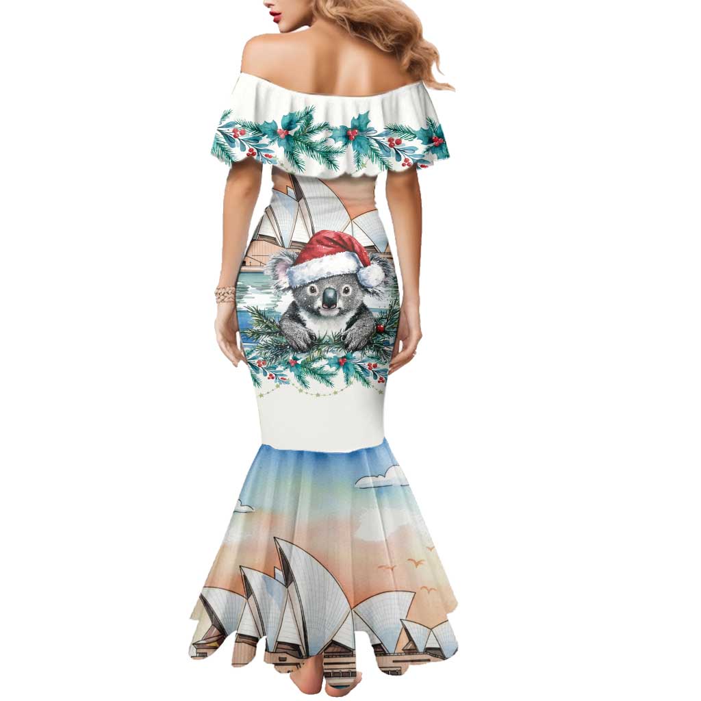 Australia Christmas Family Matching Mermaid Dress and Hawaiian Shirt Koala Santa Sydney Opera House Watercolor - Aussie Hoodie