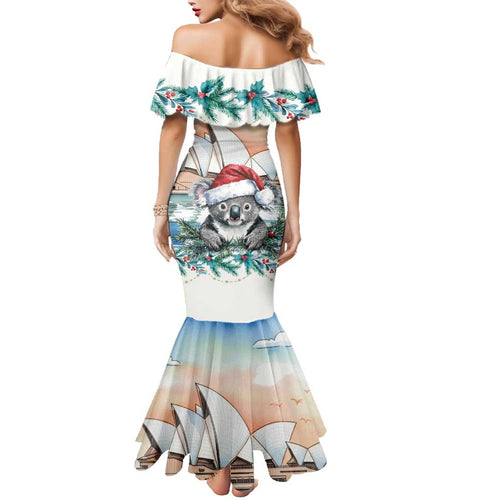 Australia Christmas Family Matching Mermaid Dress and Hawaiian Shirt Koala Santa Sydney Opera House Watercolor - Aussie Hoodie