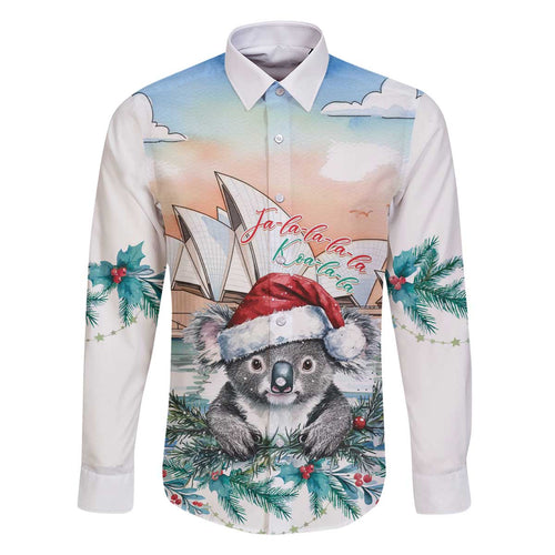 Australia Christmas Family Matching Off The Shoulder Long Sleeve Dress and Hawaiian Shirt Koala Santa Sydney Opera House Watercolor - Aussie Hoodie