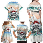 Australia Christmas Family Matching Off Shoulder Maxi Dress and Hawaiian Shirt Koala Santa Sydney Opera House Watercolor - Aussie Hoodie