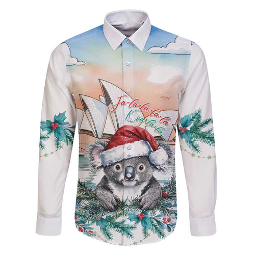 Australia Christmas Family Matching Off Shoulder Maxi Dress and Hawaiian Shirt Koala Santa Sydney Opera House Watercolor - Aussie Hoodie