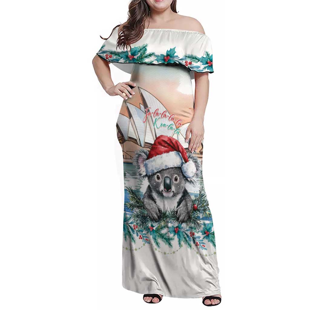 Australia Christmas Family Matching Off Shoulder Maxi Dress and Hawaiian Shirt Koala Santa Sydney Opera House Watercolor - Aussie Hoodie