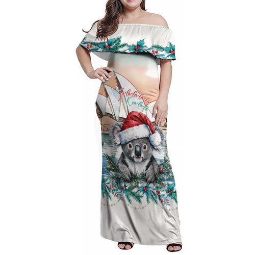 Australia Christmas Family Matching Off Shoulder Maxi Dress and Hawaiian Shirt Koala Santa Sydney Opera House Watercolor - Aussie Hoodie