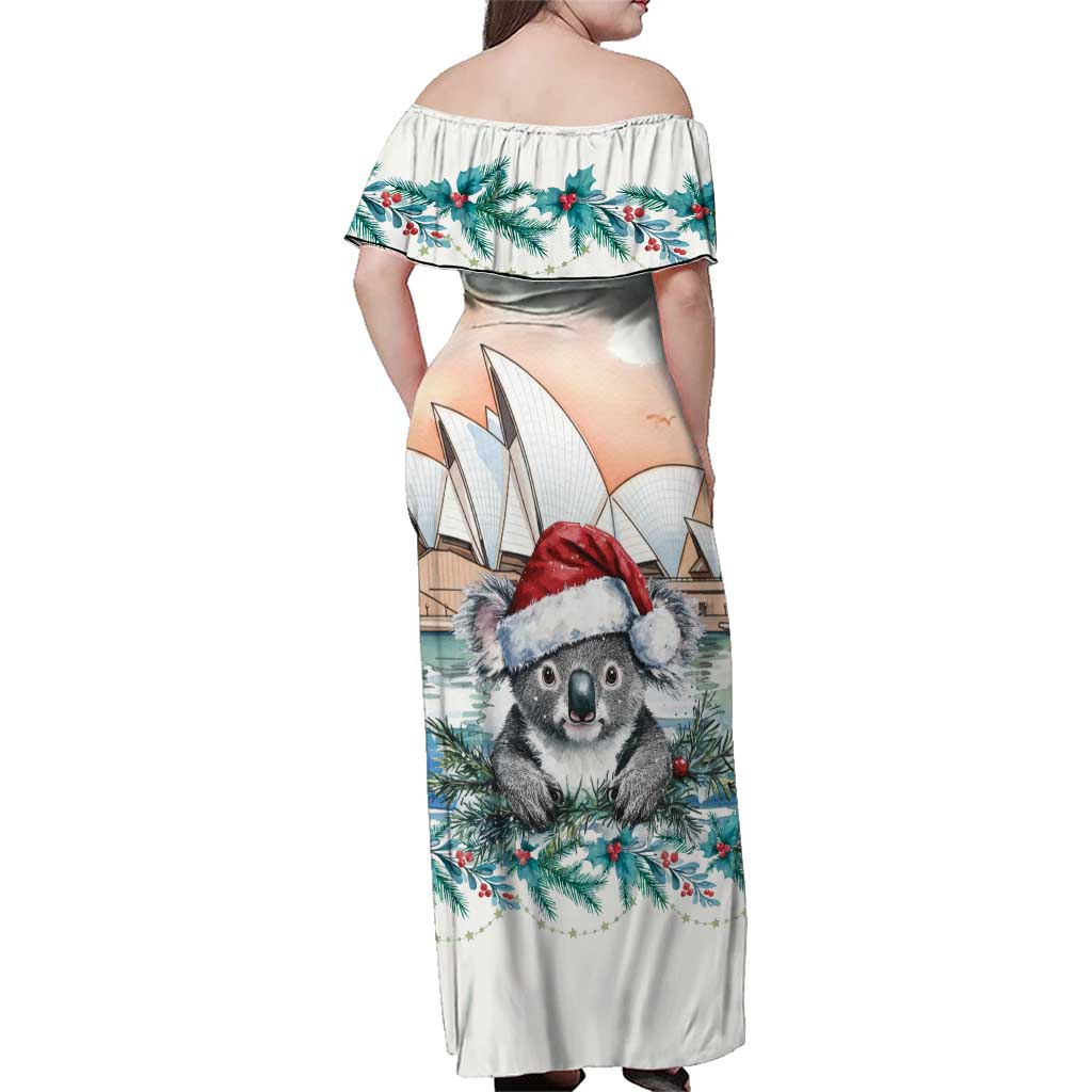 Australia Christmas Family Matching Off Shoulder Maxi Dress and Hawaiian Shirt Koala Santa Sydney Opera House Watercolor - Aussie Hoodie