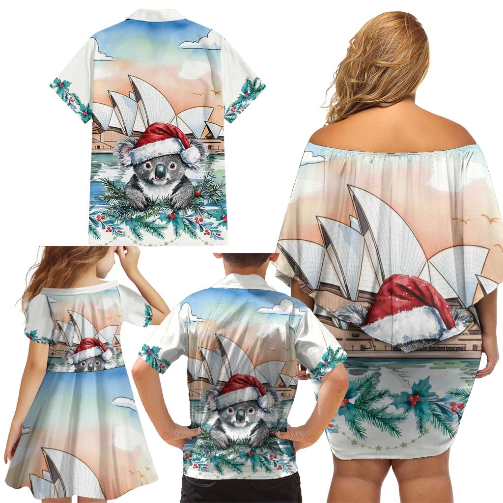 Australia Christmas Family Matching Off Shoulder Short Dress and Hawaiian Shirt Koala Santa Sydney Opera House Watercolor - Aussie Hoodie