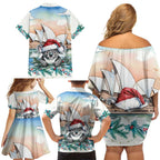 Australia Christmas Family Matching Off Shoulder Short Dress and Hawaiian Shirt Koala Santa Sydney Opera House Watercolor - Aussie Hoodie