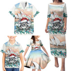 Australia Christmas Family Matching Puletasi and Hawaiian Shirt Koala Santa Sydney Opera House Watercolor - Aussie Hoodie