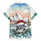 Australia Christmas Family Matching Puletasi and Hawaiian Shirt Koala Santa Sydney Opera House Watercolor - Aussie Hoodie