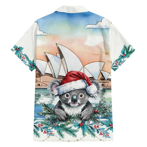 Australia Christmas Family Matching Puletasi and Hawaiian Shirt Koala Santa Sydney Opera House Watercolor - Aussie Hoodie