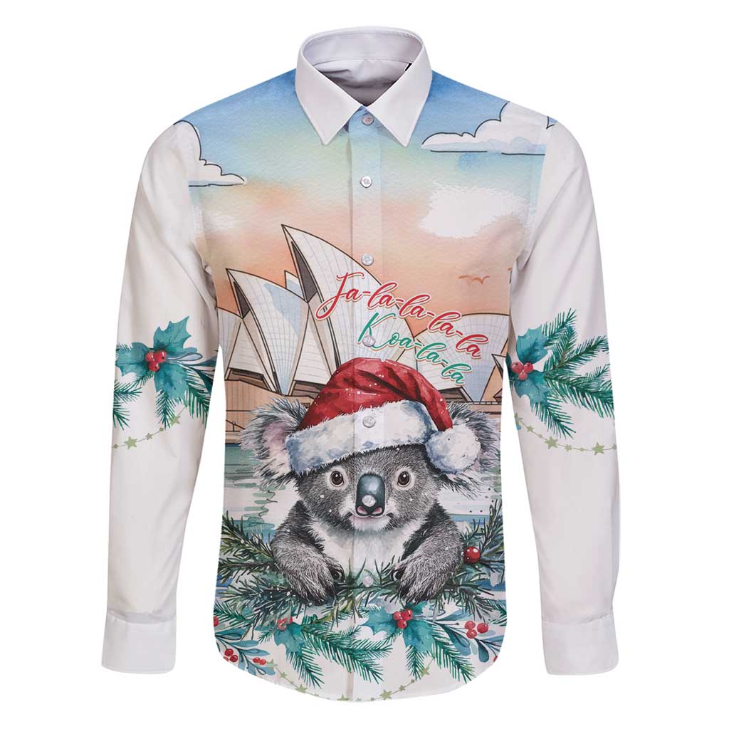 Australia Christmas Family Matching Puletasi and Hawaiian Shirt Koala Santa Sydney Opera House Watercolor - Aussie Hoodie