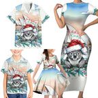 Australia Christmas Family Matching Short Sleeve Bodycon Dress and Hawaiian Shirt Koala Santa Sydney Opera House Watercolor - Aussie Hoodie