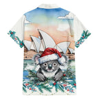 Australia Christmas Family Matching Short Sleeve Bodycon Dress and Hawaiian Shirt Koala Santa Sydney Opera House Watercolor - Aussie Hoodie