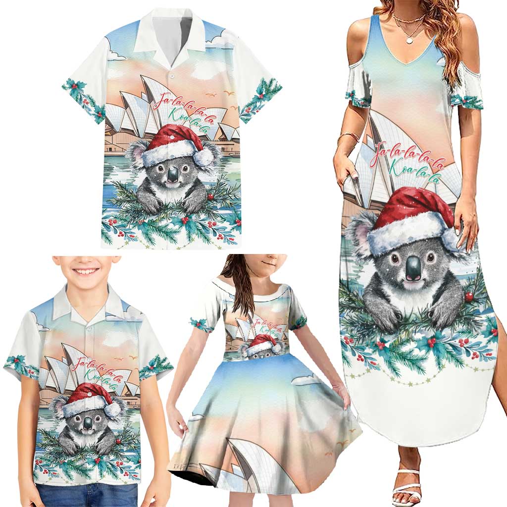 Australia Christmas Family Matching Summer Maxi Dress and Hawaiian Shirt Koala Santa Sydney Opera House Watercolor - Aussie Hoodie