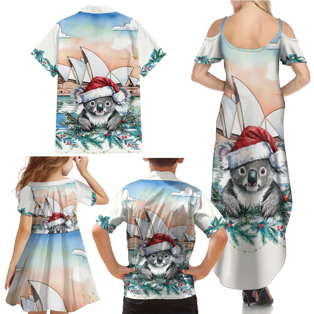 Australia Christmas Family Matching Summer Maxi Dress and Hawaiian Shirt Koala Santa Sydney Opera House Watercolor - Aussie Hoodie