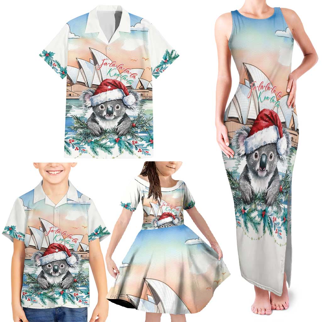 Australia Christmas Family Matching Tank Maxi Dress and Hawaiian Shirt Koala Santa Sydney Opera House Watercolor - Aussie Hoodie