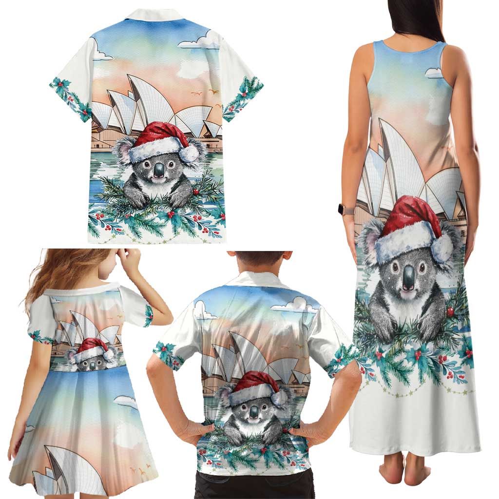 Australia Christmas Family Matching Tank Maxi Dress and Hawaiian Shirt Koala Santa Sydney Opera House Watercolor - Aussie Hoodie