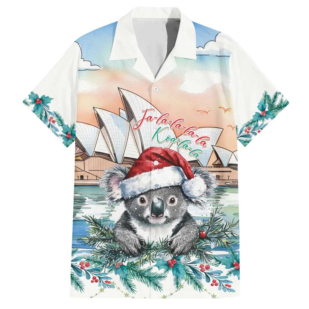 Australia Christmas Family Matching Tank Maxi Dress and Hawaiian Shirt Koala Santa Sydney Opera House Watercolor - Aussie Hoodie