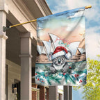 Australia Christmas Garden Flag Koala Santa Sydney Opera House Watercolor - Aussie Hoodie
