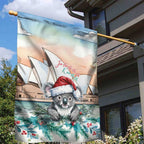 Australia Christmas Garden Flag Koala Santa Sydney Opera House Watercolor - Aussie Hoodie