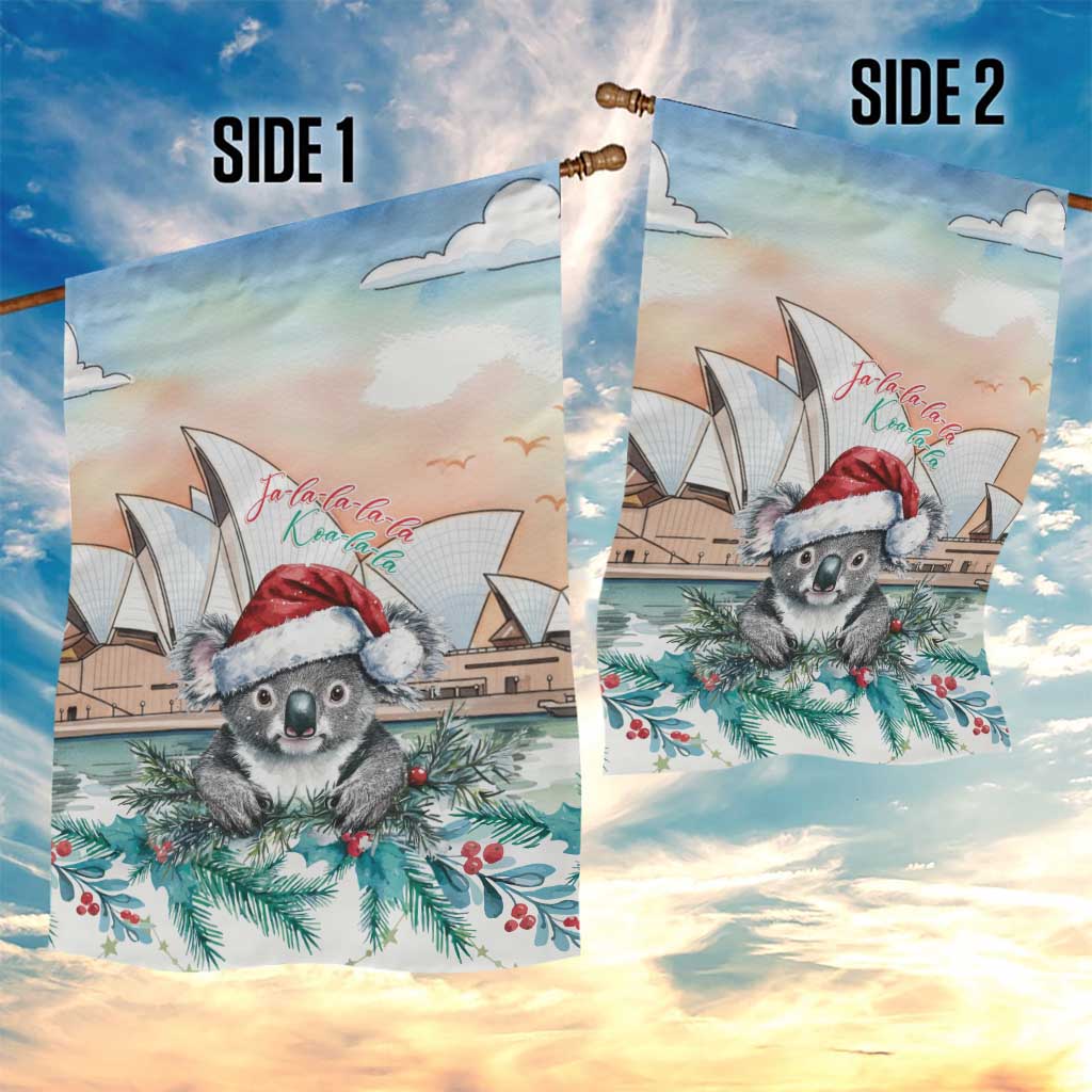 Australia Christmas Garden Flag Koala Santa Sydney Opera House Watercolor - Aussie Hoodie
