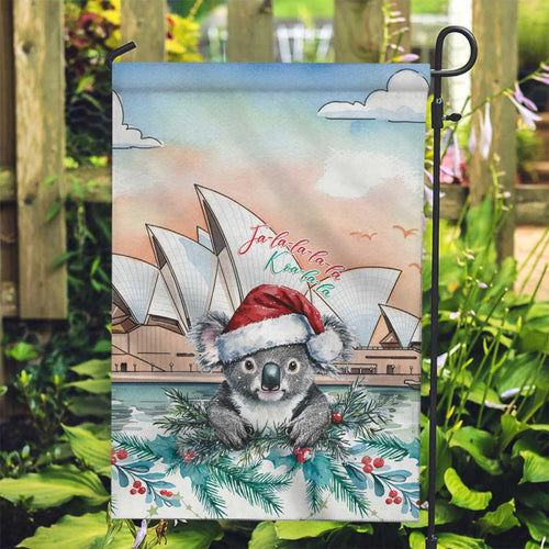 Australia Christmas Garden Flag Koala Santa Sydney Opera House Watercolor - Aussie Hoodie