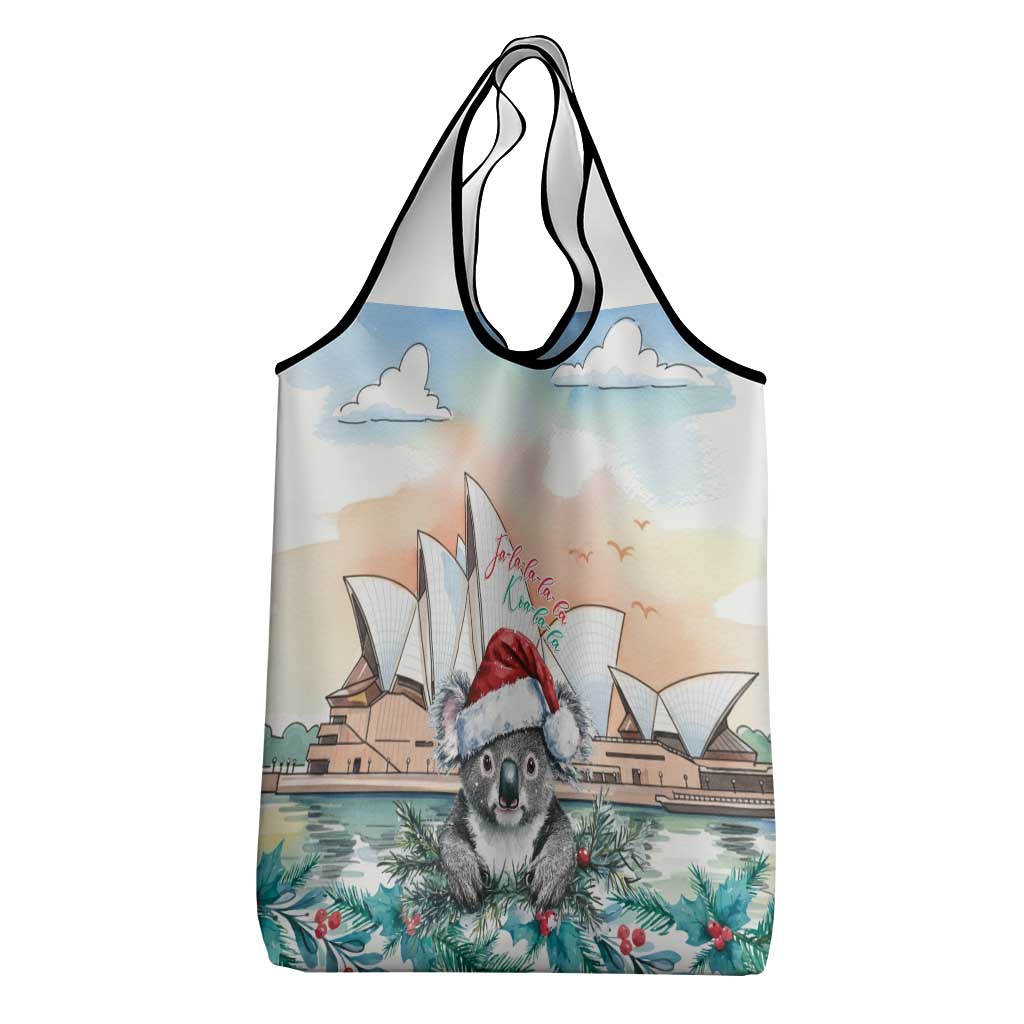 Australia Christmas Grocery Bag Koala Santa Sydney Opera House Watercolor - Aussie Hoodie