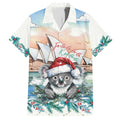 Australia Christmas Hawaiian Shirt Koala Santa Sydney Opera House Watercolor - Aussie Hoodie
