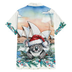 Australia Christmas Hawaiian Shirt Koala Santa Sydney Opera House Watercolor - Aussie Hoodie