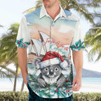 Australia Christmas Hawaiian Shirt Koala Santa Sydney Opera House Watercolor - Aussie Hoodie