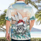 Australia Christmas Hawaiian Shirt Koala Santa Sydney Opera House Watercolor - Aussie Hoodie