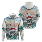 Australia Christmas Hoodie Koala Santa Sydney Opera House Watercolor - Aussie Hoodie
