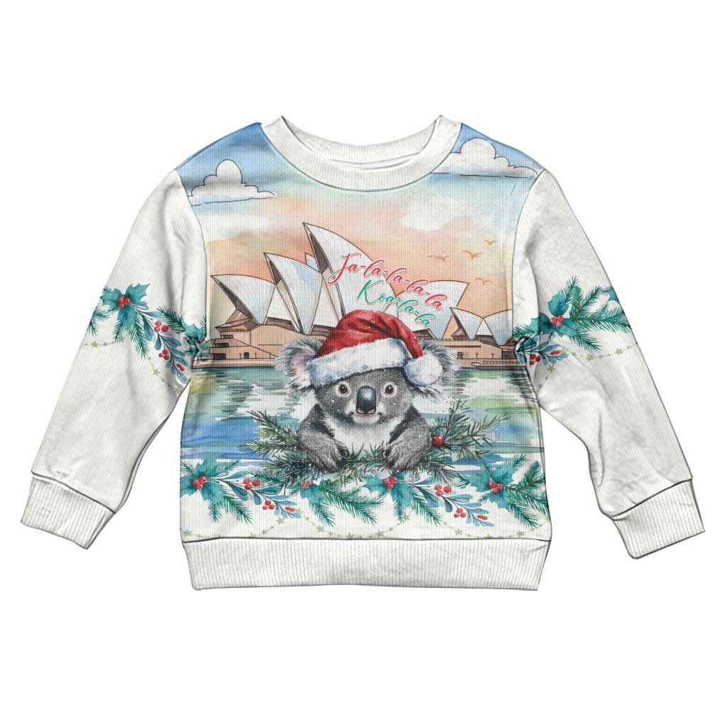Australia Christmas Kid Ugly Christmas Sweater Koala Santa Sydney Opera House Watercolor - Aussie Hoodie