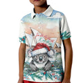 Australia Christmas Kid Polo Shirt Koala Santa Sydney Opera House Watercolor - Aussie Hoodie