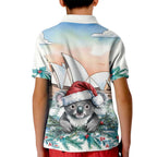 Australia Christmas Kid Polo Shirt Koala Santa Sydney Opera House Watercolor - Aussie Hoodie