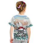 Australia Christmas Kid T Shirt Koala Santa Sydney Opera House Watercolor - Aussie Hoodie