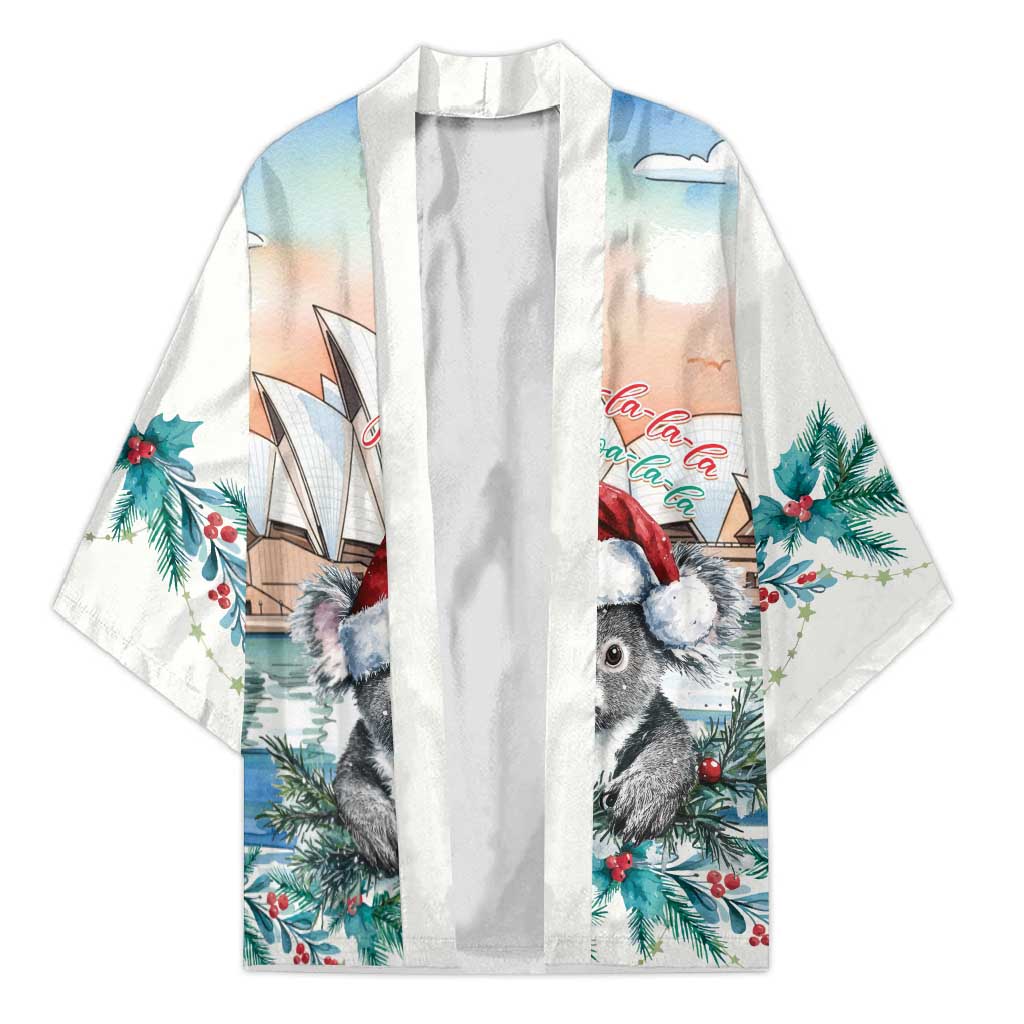 Australia Christmas Kimono Koala Santa Sydney Opera House Watercolor - Aussie Hoodie