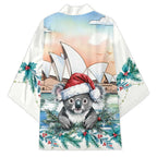 Australia Christmas Kimono Koala Santa Sydney Opera House Watercolor - Aussie Hoodie