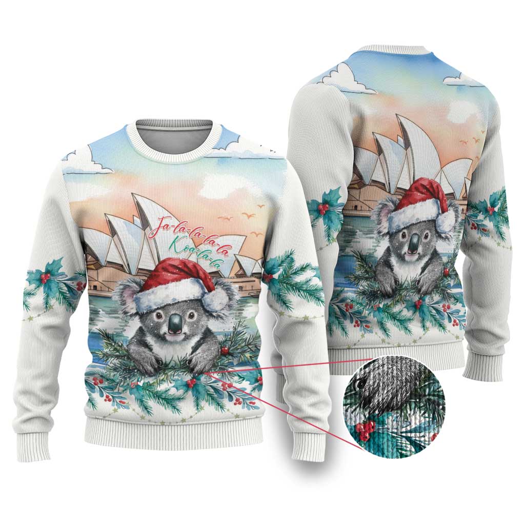 Australia Christmas Ugly Christmas Sweater Koala Santa Sydney Opera House Watercolor - Aussie Hoodie