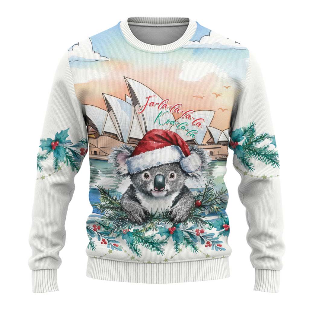 Australia Christmas Ugly Christmas Sweater Koala Santa Sydney Opera House Watercolor - Aussie Hoodie
