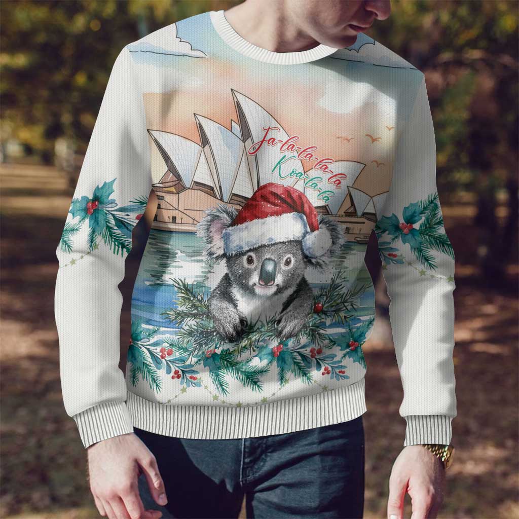 Australia Christmas Ugly Christmas Sweater Koala Santa Sydney Opera House Watercolor - Aussie Hoodie