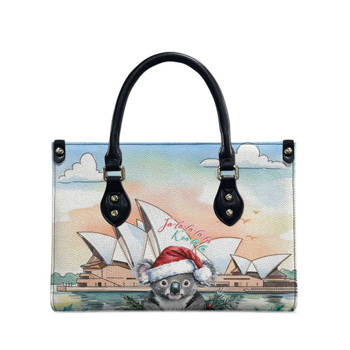 Australia Christmas Leather Bag Koala Santa Sydney Opera House Watercolor - Aussie Hoodie