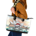 Australia Christmas Leather Tote Bag Koala Santa Sydney Opera House Watercolor - Aussie Hoodie