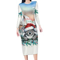 Australia Christmas Long Sleeve Bodycon Dress Koala Santa Sydney Opera House Watercolor - Aussie Hoodie