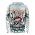 Australia Christmas Long Sleeve Shirt Koala Santa Sydney Opera House Watercolor - Aussie Hoodie