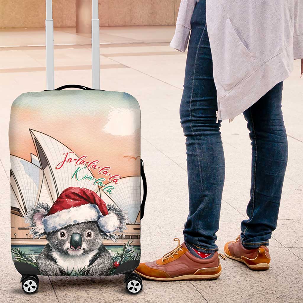 Australia Christmas Luggage Cover Koala Santa Sydney Opera House Watercolor - Aussie Hoodie