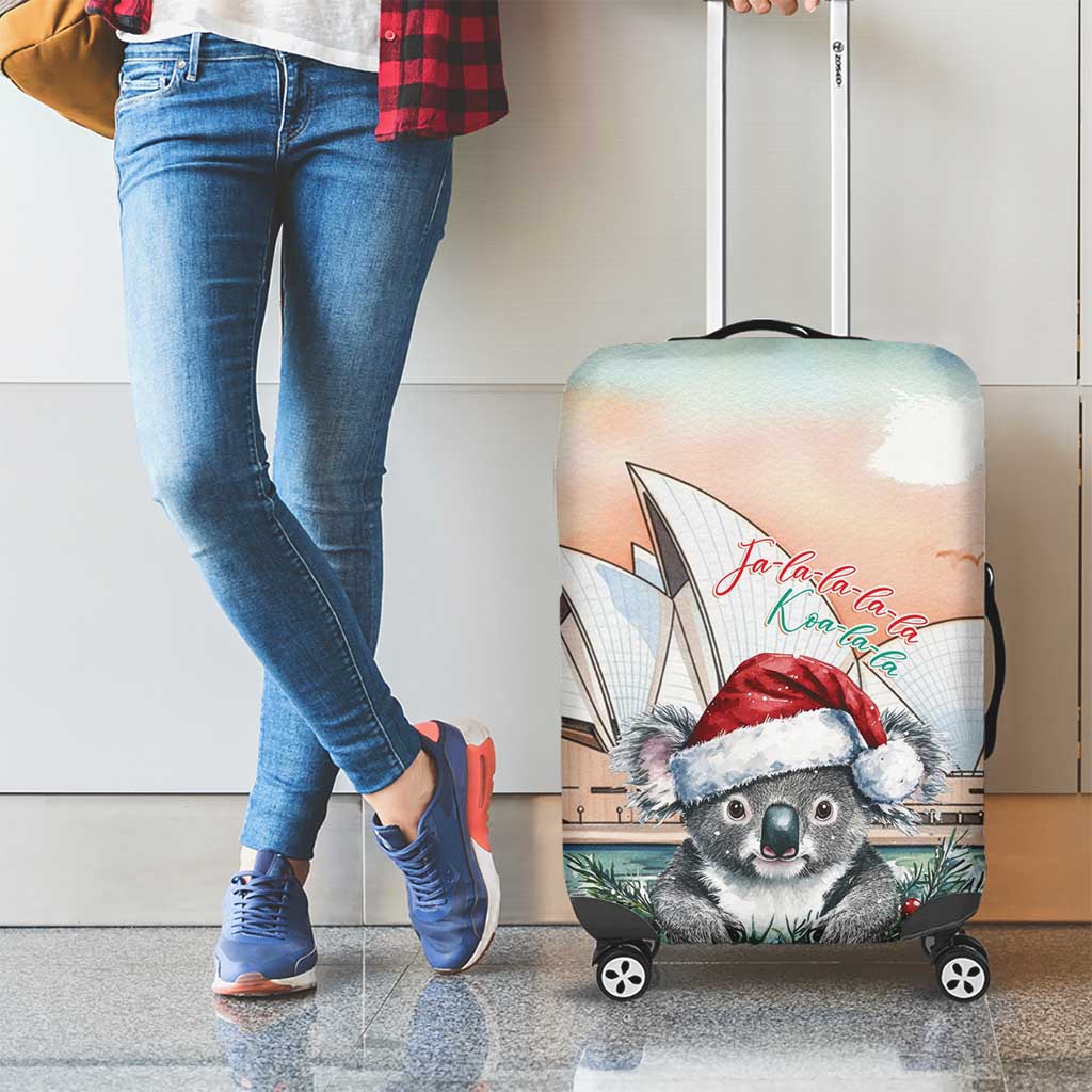 Australia Christmas Luggage Cover Koala Santa Sydney Opera House Watercolor - Aussie Hoodie